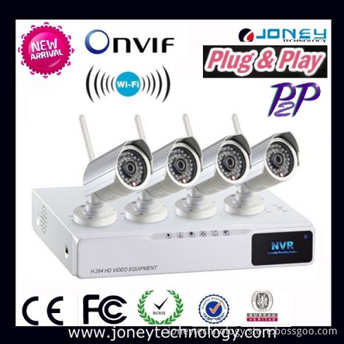 Onvif P2p 4CH WiFi NVR Kits CCTV Kits Wireless IP Camera Kit